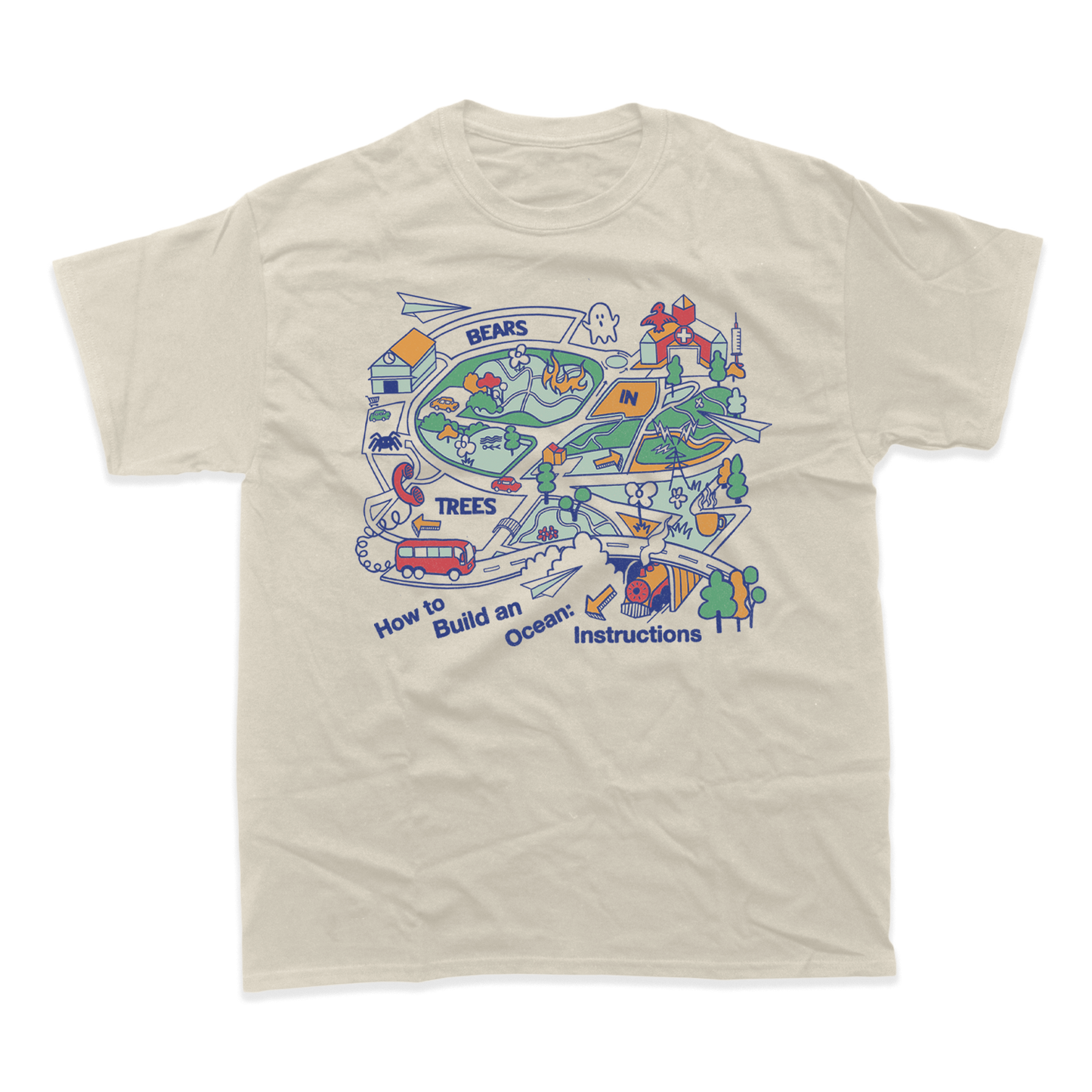 HOW TO BUILD AN OCEAN: INSTRUCTIONS ALBUM ART T-SHIRT (Natural)